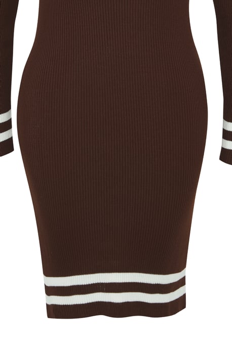 Trendyol Curve Dam Brun Randig Kort / Mini Lång Casual Bodycon Plus size Klänning - Image 5