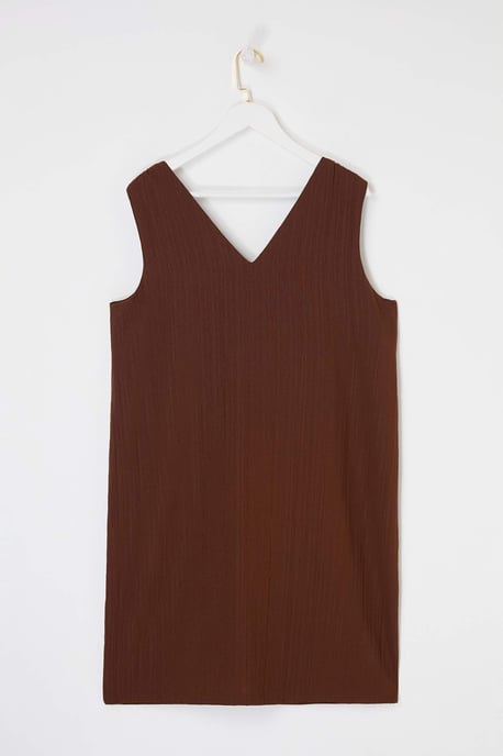Trendyol Curve Dam Brun Enfärgad Kort / Mini Ärmlös Strandkläder Rak Plus size Klänning - Image 5