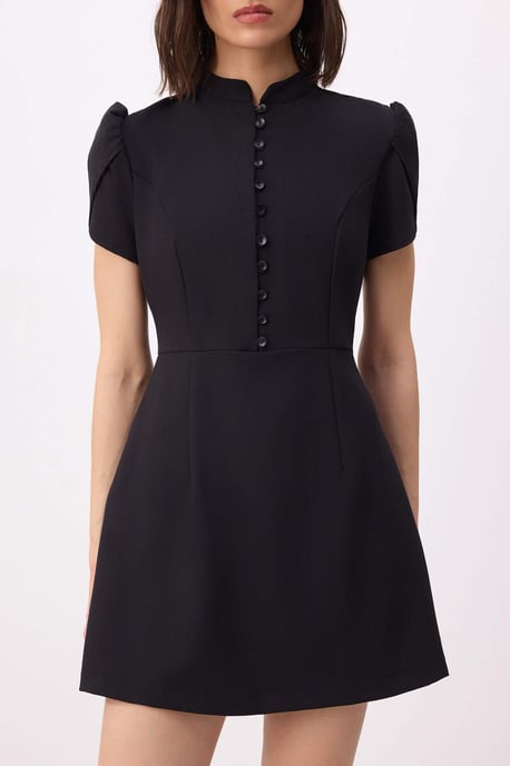 TRENDYOLMİLLA Dames Zwart Effen Kort / Mini Kort A-lijn Jurken - Image 2
