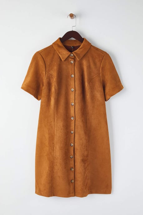 Trendyol Curve Dam Brun Enfärgad Kort / Mini Kort Casual A-linje Plus size Klänning - Image 4