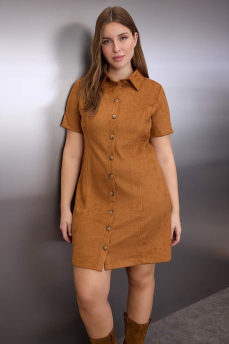 Trendyol Curve Dam Brun Enfärgad Kort / Mini Kort Casual A-linje Plus size Klänning - Image 6
