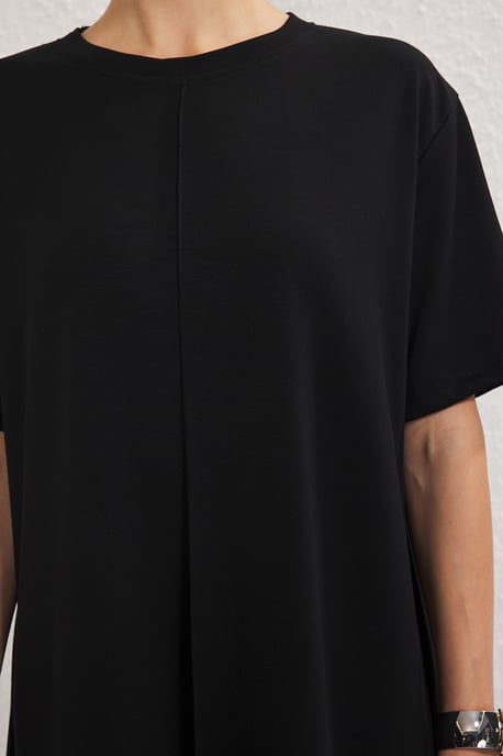 TRENDYOLMİLLA Dames Zwart Effen Kort / Mini Kort Casual Recht Jurken - Image 2