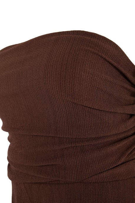 Trendyol Curve Dam Brun Enfärgad Kort / Mini Ärmlös Casual Skater Plus size Klänning - Image 2