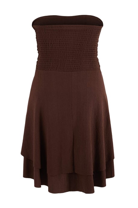 Trendyol Curve Dam Brun Enfärgad Kort / Mini Ärmlös Casual Skater Plus size Klänning - Image 3