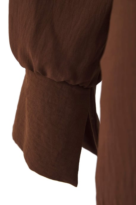 Trendyol Curve Dam Brun Enfärgad Kort / Mini Lång Casual Dubbelknäppt Plus size Klänning - Image 5