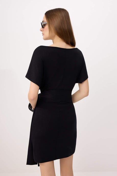 TRENDYOLMİLLA Dames Zwart Effen Extra Kort / Super Mini Kort Bodycon Jurken - Image 3