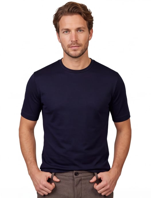 Desoto Luxury Two Ply t-shirt navy effen - Image 1