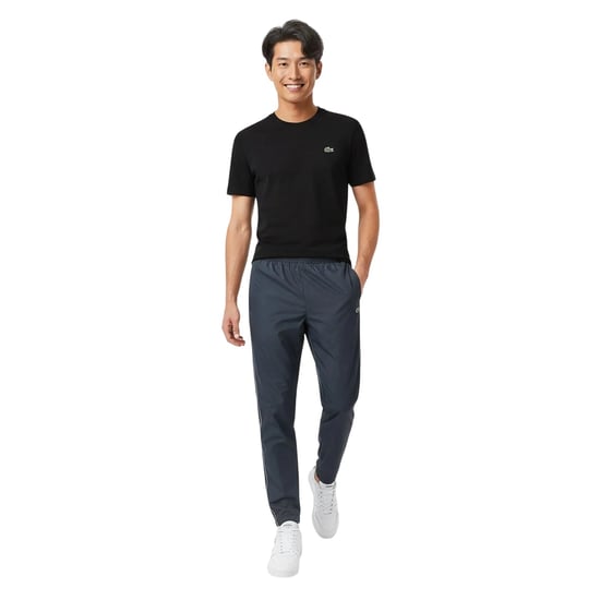 Lacoste Mens Side Stripe Elasticated Waist Tapered Joggers (Black) - Image 5