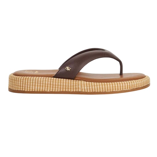 Dune London Lo Laike leren teenslippers voor dames (Bruin) - Image 1