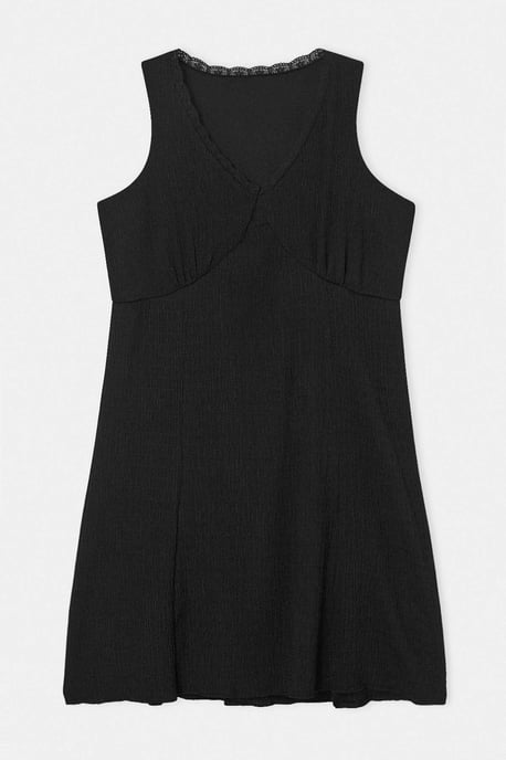 Trendyol Curve Dam Svart Enfärgad Kort / Mini Ärmlös A-linje Plus size Klänning - Image 3