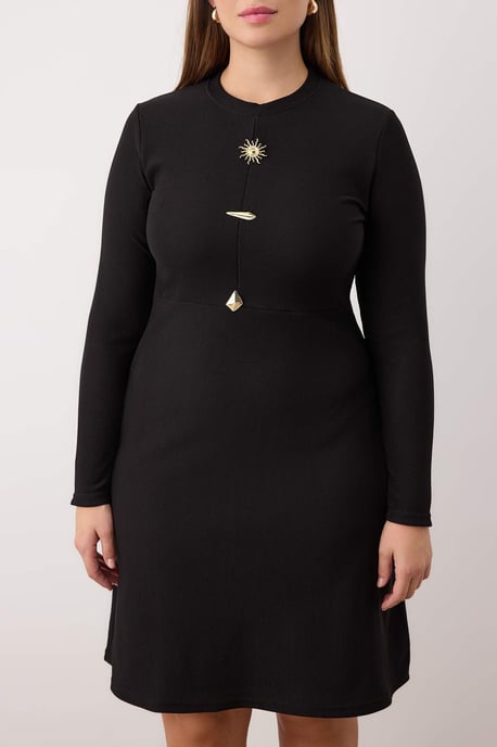 Trendyol Curve Dam Svart Enfärgad Kort / Mini Lång Casual A-linje Plus size Klänning - Image 4