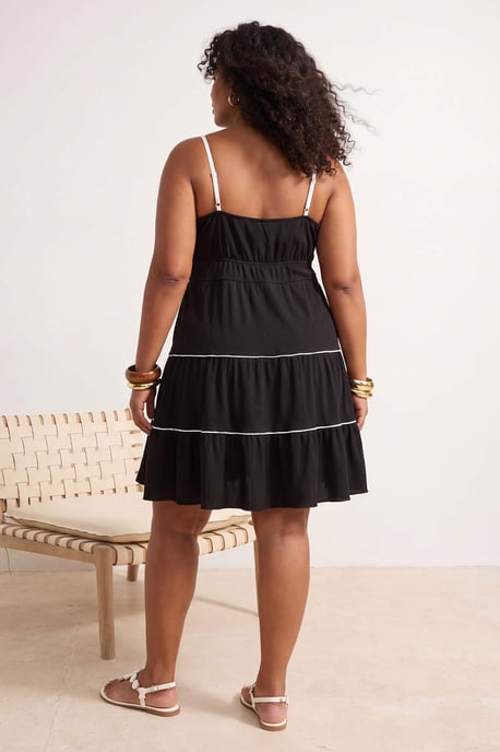 Trendyol Curve Dam Svart Enfärgad Kort / Mini Ärmlös A-linje Plus size Klänning - Image 3
