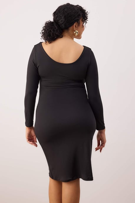 Trendyol Curve Dam Svart Enfärgad Kort / Mini Lång Casual Bodycon Plus size Klänning - Image 3