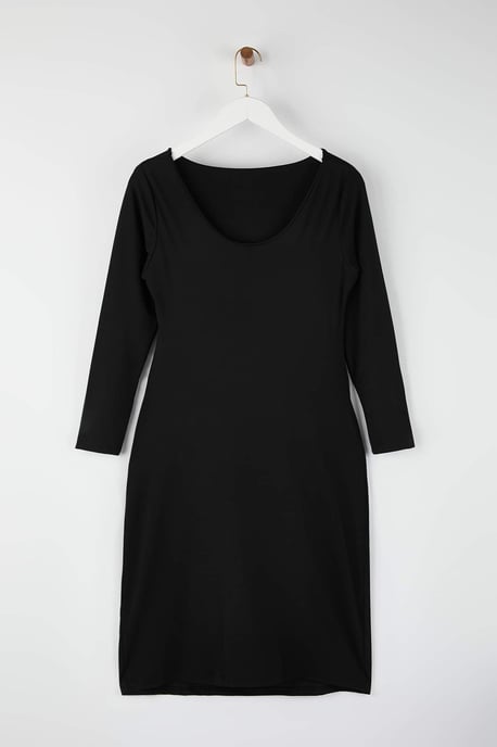 Trendyol Curve Dam Svart Enfärgad Kort / Mini Lång Casual Bodycon Plus size Klänning - Image 5