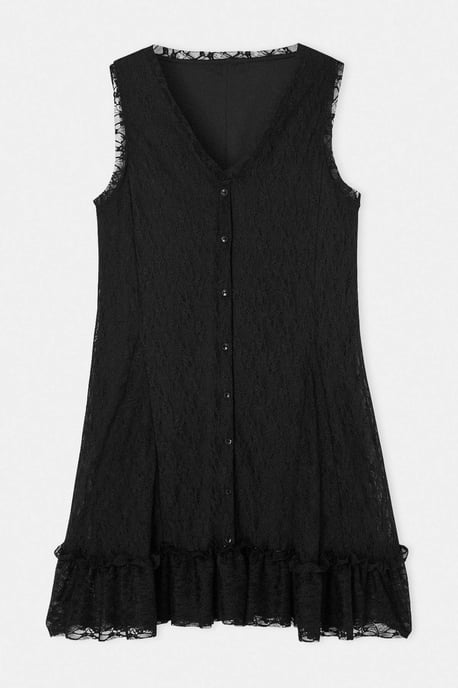 Trendyol Curve Dam Svart Enfärgad Kort / Mini Ärmlös A-linje Plus size Klänning - Image 3