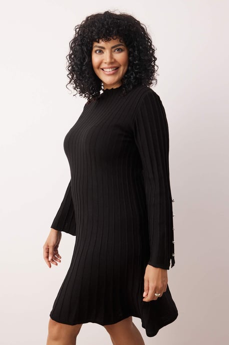 Trendyol Curve Dam Svart Enfärgad Kort / Mini Lång Casual A-linje Plus size Klänning - Image 6