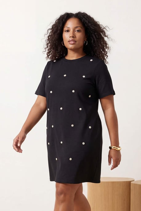 Trendyol Curve Dam Svart Enfärgad Kort / Mini Kort Rak Plus size Klänning - Image 2