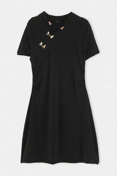 Trendyol Curve Dam Svart Enfärgad Kort / Mini Kort A-linje Plus size Klänning - Image 3