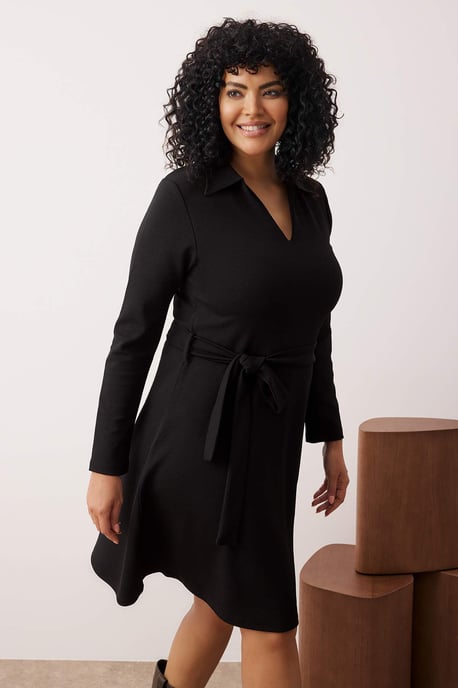 Trendyol Curve Dam Svart Enfärgad Kort / Mini Lång Casual A-linje Plus size Klänning - Image 4