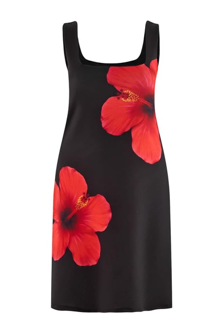 Trendyol Curve Dam Svart Blommig Kort / Mini Ärmlös A-linje Plus size Klänning - Image 4