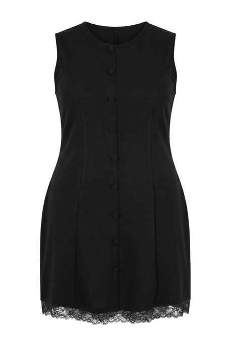 Trendyol Curve Dam Svart Enfärgad Kort / Mini Ärmlös A-linje Plus size Klänning - Image 3