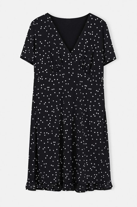 Trendyol Curve Dam Svart Prickig Kort / Mini Kort Casual A-linje Plus size Klänning - Image 4