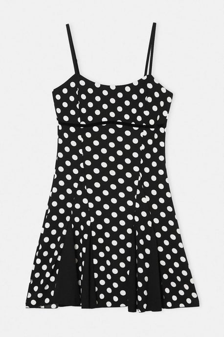 Trendyol Curve Dam Svart Prickig Kort / Mini Ärmlös Skater Plus size Klänning - Image 3