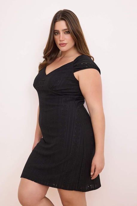 Trendyol Curve Dam Svart Enfärgad Kort / Mini Ärmlös Casual A-linje Plus size Klänning - Image 6