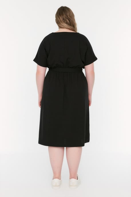 Trendyol Curve Dam Svart Enfärgad Kort / Mini Kort Business A-linje Plus size Klänning - Image 4