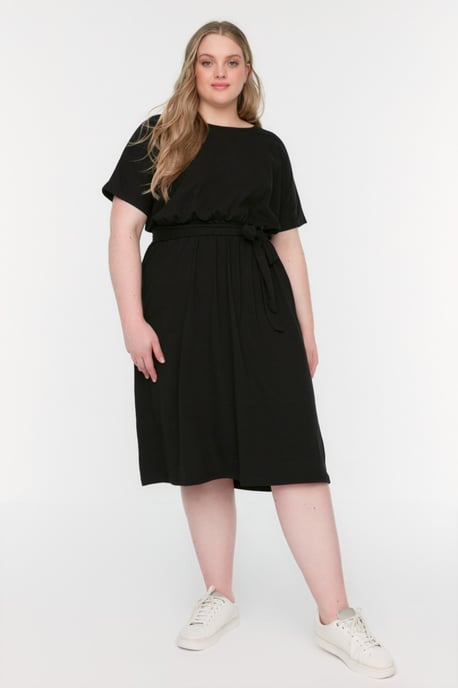 Trendyol Curve Dam Svart Enfärgad Kort / Mini Kort Business A-linje Plus size Klänning - Image 6