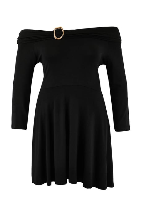 Trendyol Curve Dam Svart Enfärgad Kort / Mini Lång Casual Skater Plus size Klänning - Image 4