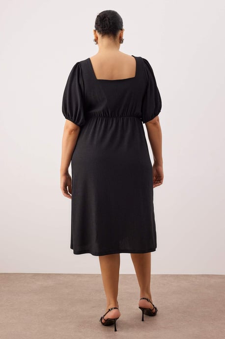 Trendyol Curve Dam Svart Enfärgad Kort / Mini Kort Casual A-linje Plus size Klänning - Image 3