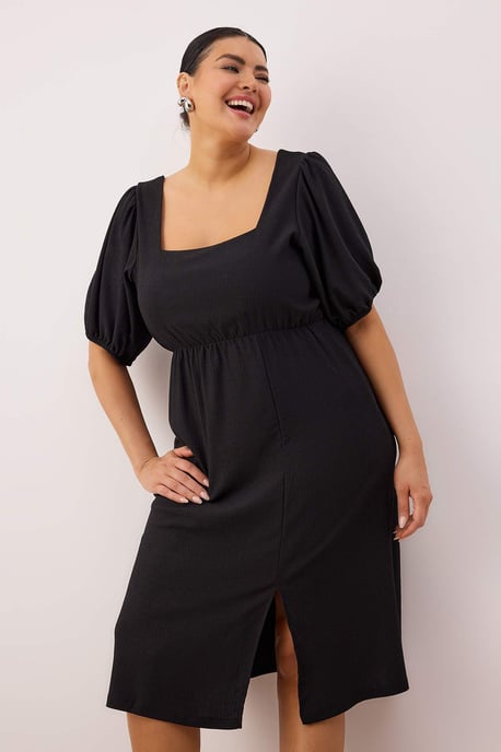 Trendyol Curve Dam Svart Enfärgad Kort / Mini Kort Casual A-linje Plus size Klänning - Image 6
