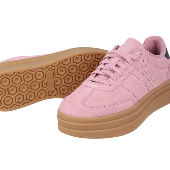 Jack Wills Dames Newbury suède platform-sportschoenen (Roze/Navy/Gum) - Image 4