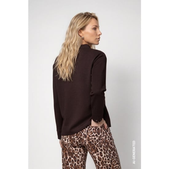 Monari sweatshirt with stand-up 809856 567 black coffee - Image 2