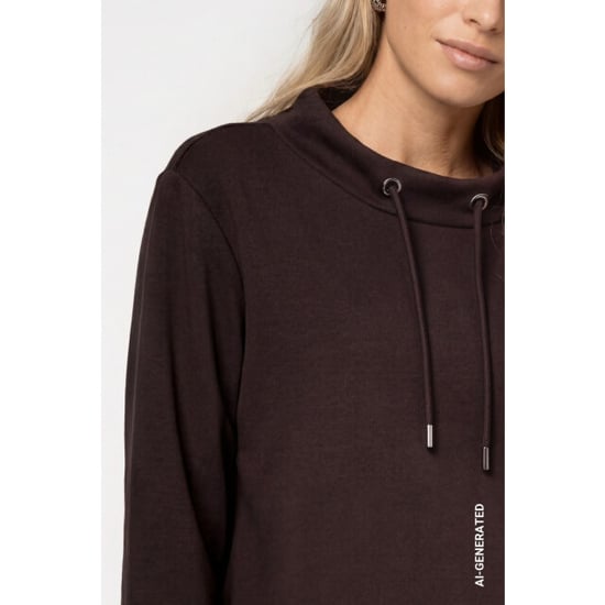 Monari sweatshirt with stand-up 809856 567 black coffee - Image 3
