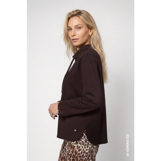 Monari sweatshirt with stand-up 809856 567 black coffee - Image 4