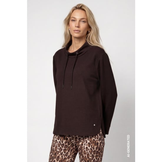 Monari sweatshirt with stand-up 809856 567 black coffee - Image 5