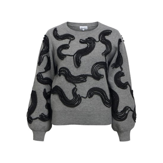 Object objfarah l/s re knit pullover 147 n 23050203 medium grey melange - Image 1