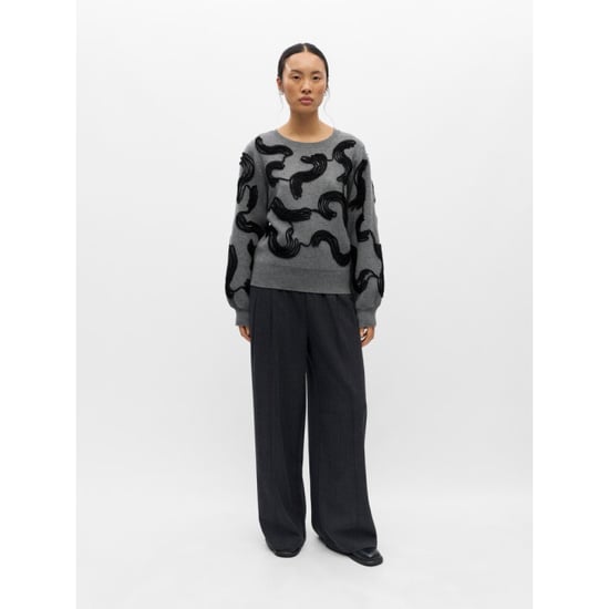 Object objfarah l/s re knit pullover 147 n 23050203 medium grey melange - Image 4