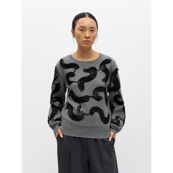 Object objfarah l/s re knit pullover 147 n 23050203 medium grey melange - Image 5