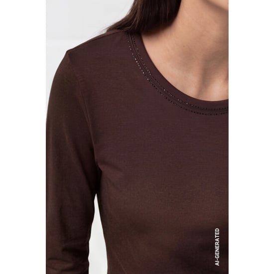 Monari long sleeve shirt with rihinestone details 810053 567 black coffee - Image 3