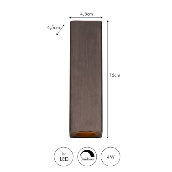 Atmooz Wandlamp bertrix geborsteld Ø 4,5 x h 16 cm geïntegreerde led - Image 6