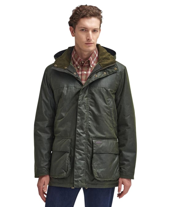 katoenen Barbour waxjas donkergroen normale fit - Image 1