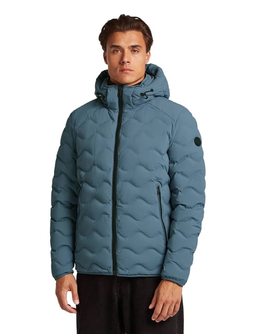 Reset gewatteerde winterjas blauw afneembare capuchon - Image 1