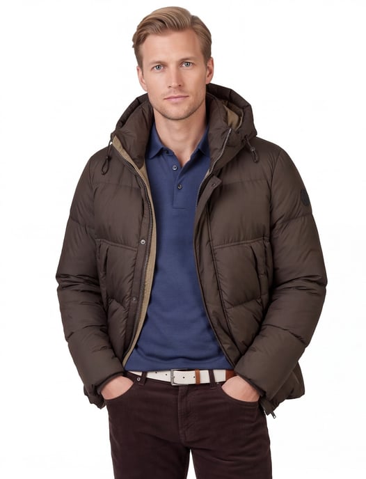 Restet puffer winterjas bruin waterafstotend - Image 1