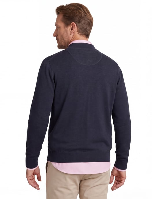 katoenen Fynch-Hatton vest donkerblauw effen - Image 2