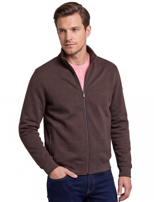 Katoenen vest bruin effen Baileys normale fit - Image 1