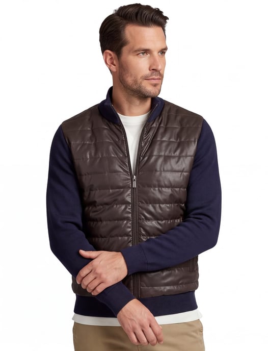 donkerblauw Baileys vest met bruin padded voorzijde - Image 1