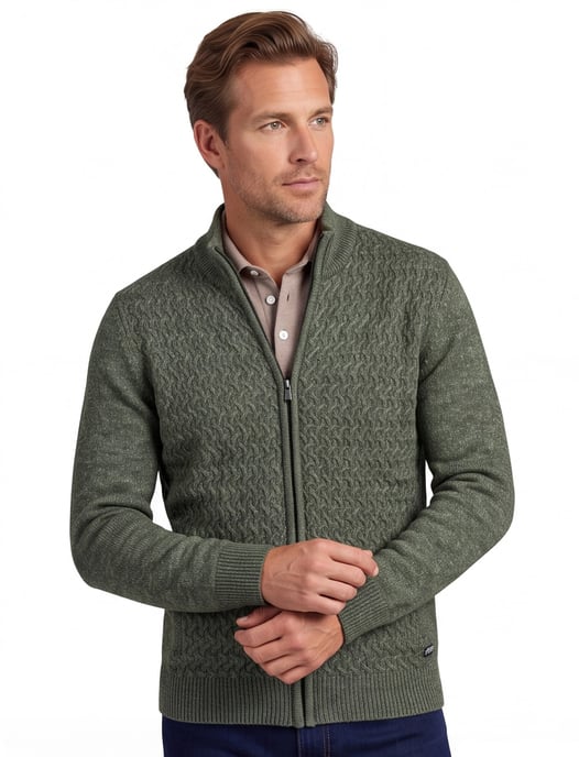 Baileys vest katoen kabelpatroon rits groen - Image 1